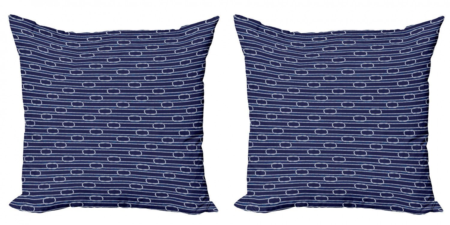 (2 Doppelseitiger Accent Modern Abakuhaus Kissenbezüge Marine-Knoten-Muster blau Digitaldruck, Navy Stück),