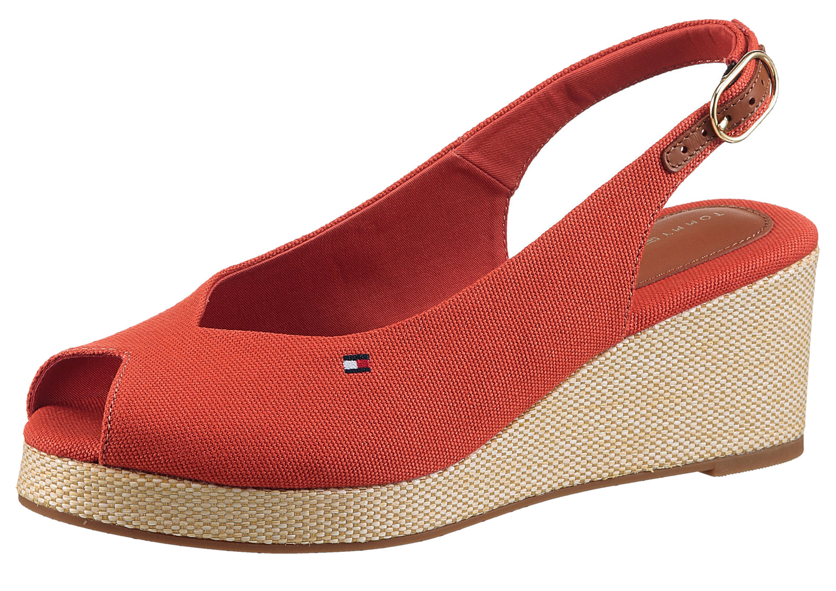 Tommy Hilfiger FLAG MID WEDGE ESPAD SLINGBACK Keilsandalette, Plateau, Sommerschuh, Riemchensandale mit verstellbarer Schnalle