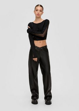 QS Langarmshirt Crop-Shirt mit Rücken-Ausschnitt, QS x ELIF Durchzugkordel