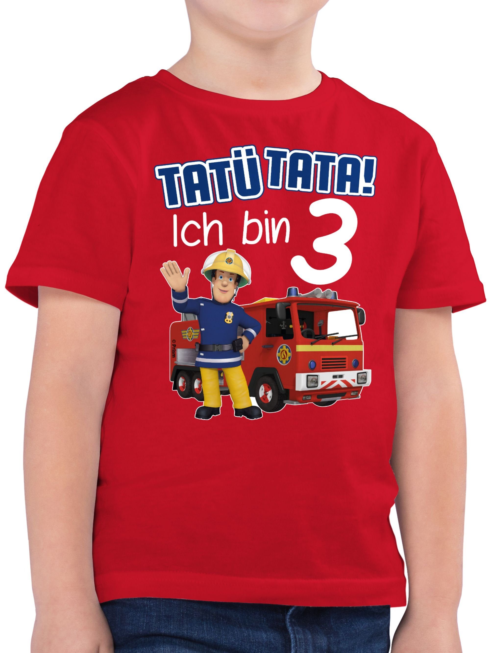 Shirtracer 01 Tata! Rot 3 Ich bin Sam Feuerwehrmann T-Shirt Tatü Jungen
