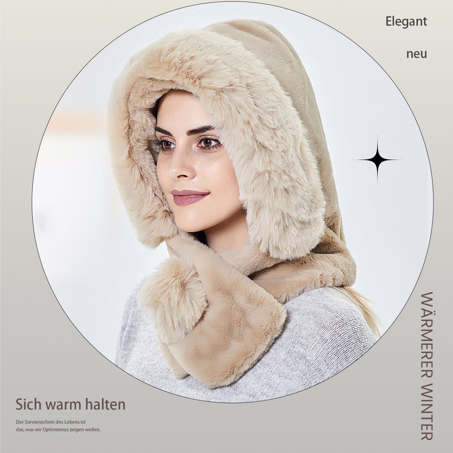 MAGICSHE & Wintermützen-Schal-Mützen-Set Warme Strickmütze Schal Beige Mütze