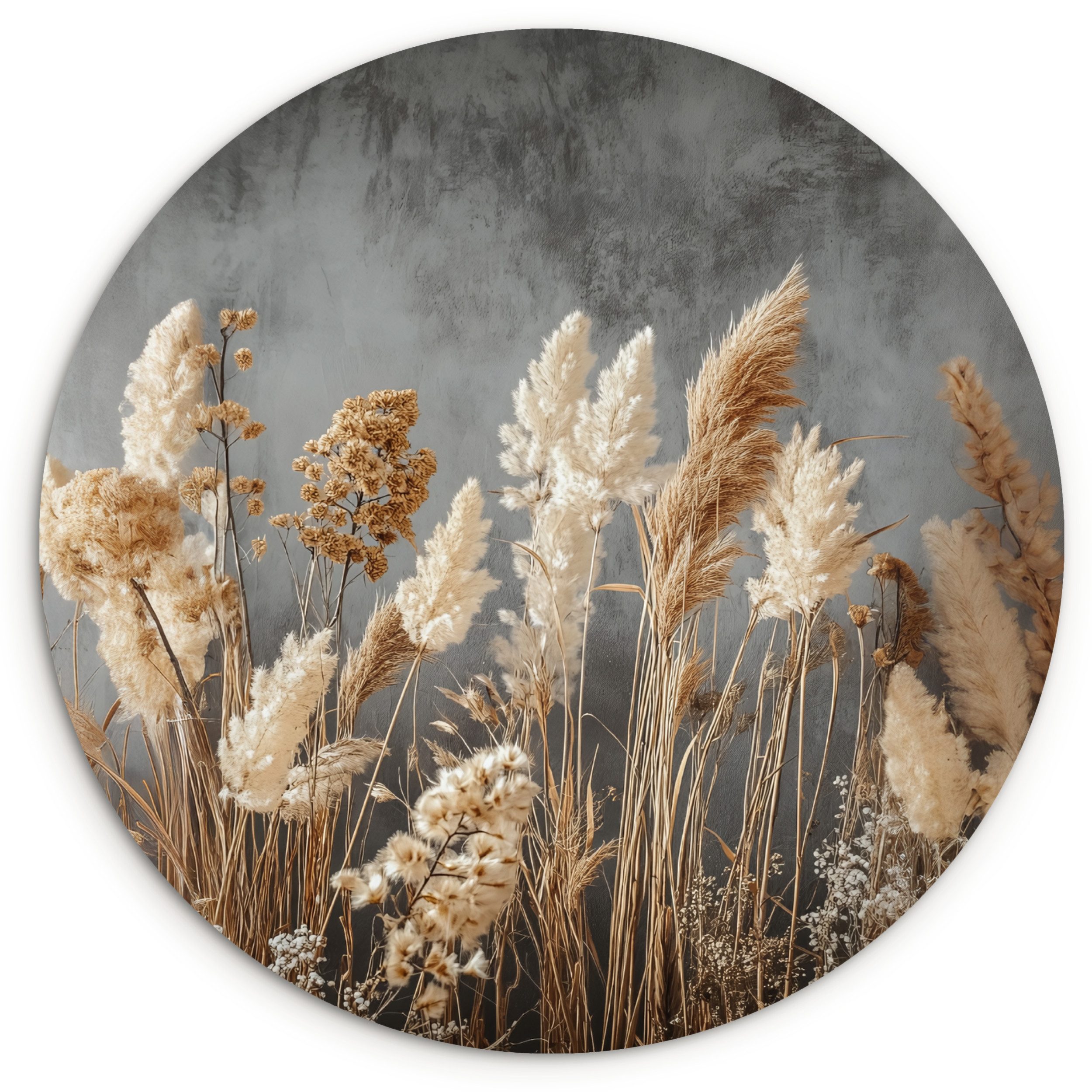 MuchoWow Gemälde Getrocknete Feldblumen - Grau günstig online kaufen