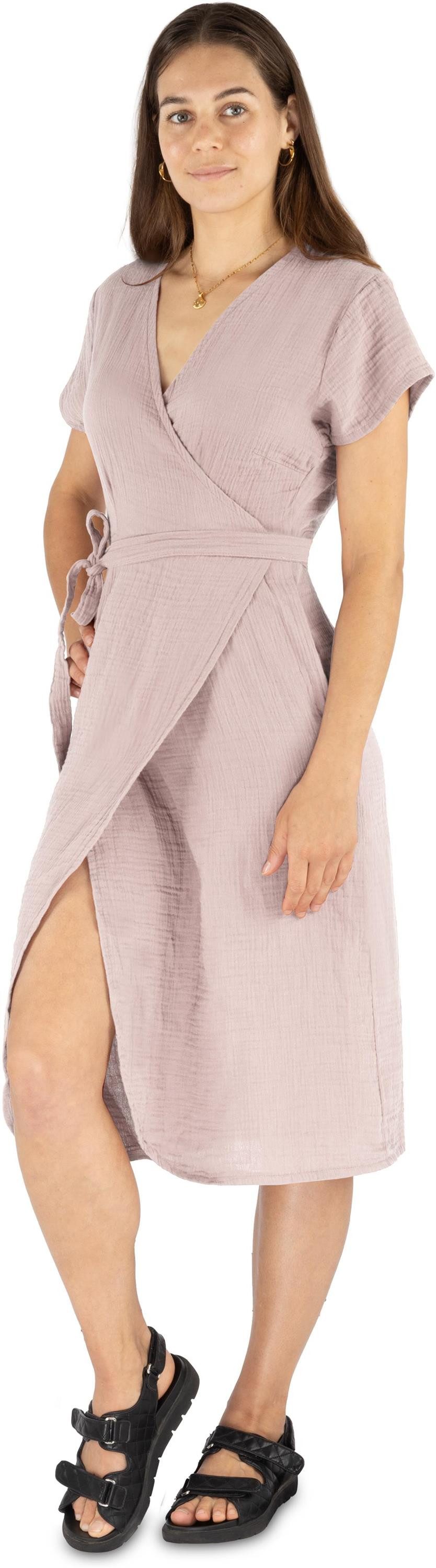 Janice Midikleid Musselin Kleid Chadies Sommerkleid mit Bindeband V-Ausschnitt – Bild 4 von 5