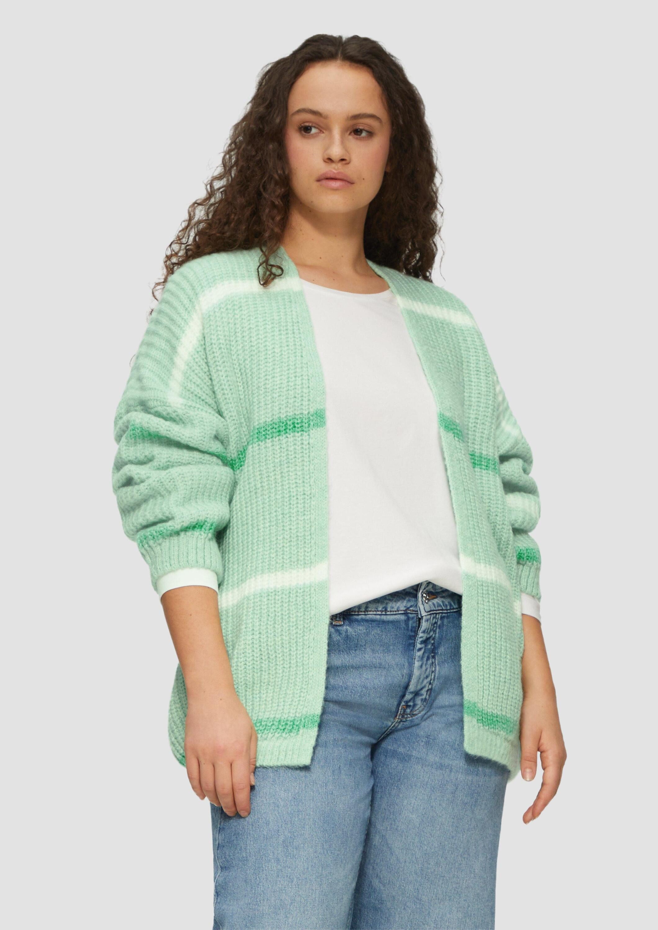 s.Oliver Cardigan Strickjacke Gestreifter Cardigan mit überschnittenen Schu günstig online kaufen