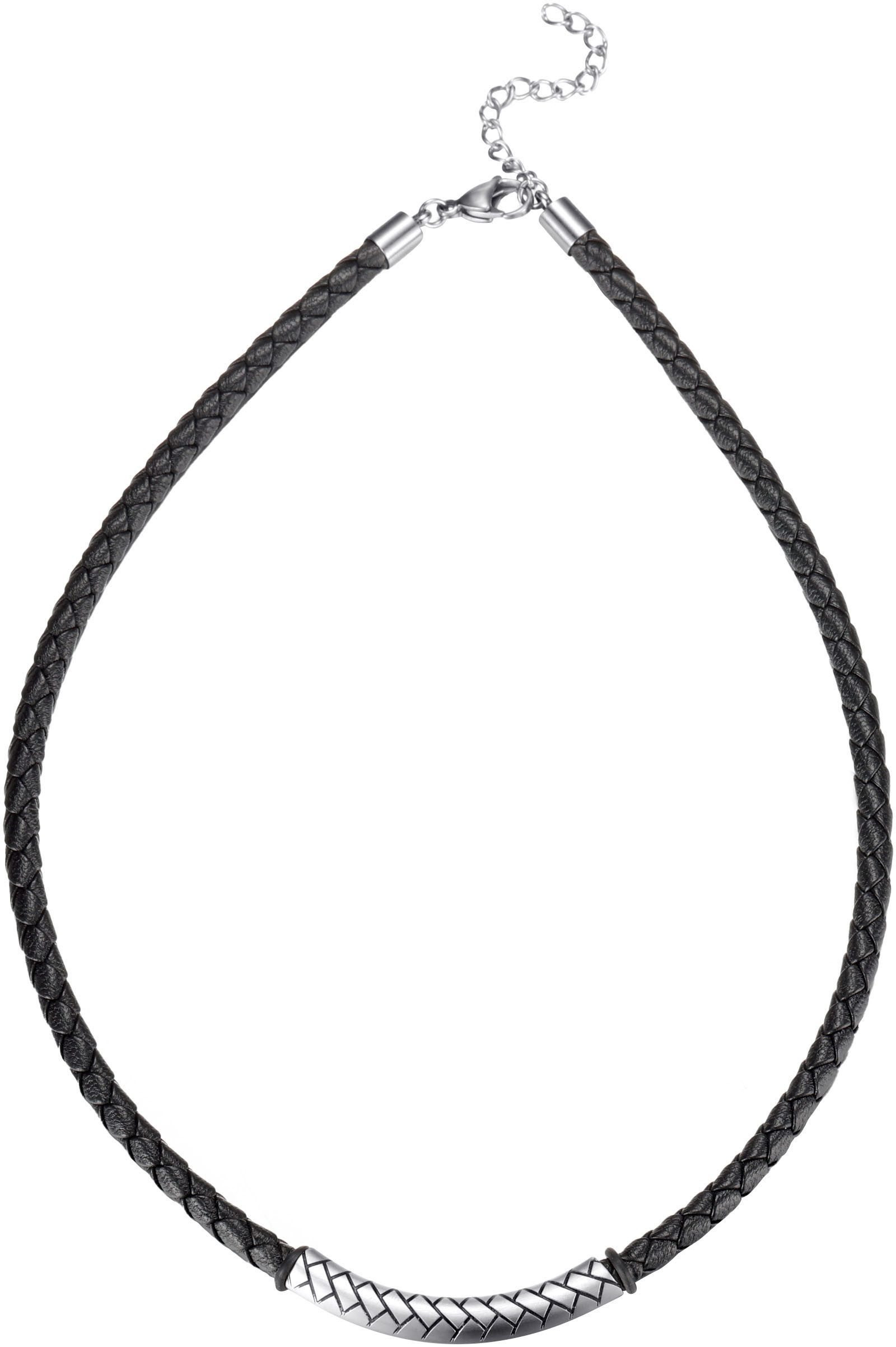 Firetti Lederband Schmuck Geschenk Edelstahl Leder Halsschmuck Halskette Loobstprägung