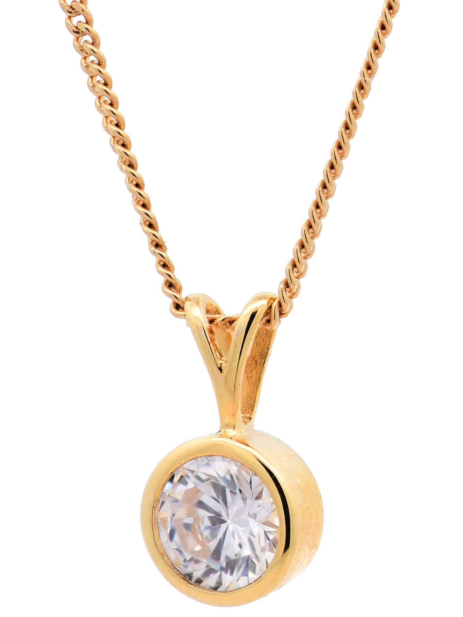 Kettenanhänger Gold Anhänger Zarge Zirkonia mit Goldkette 333-8 Karat Gold 36 cm