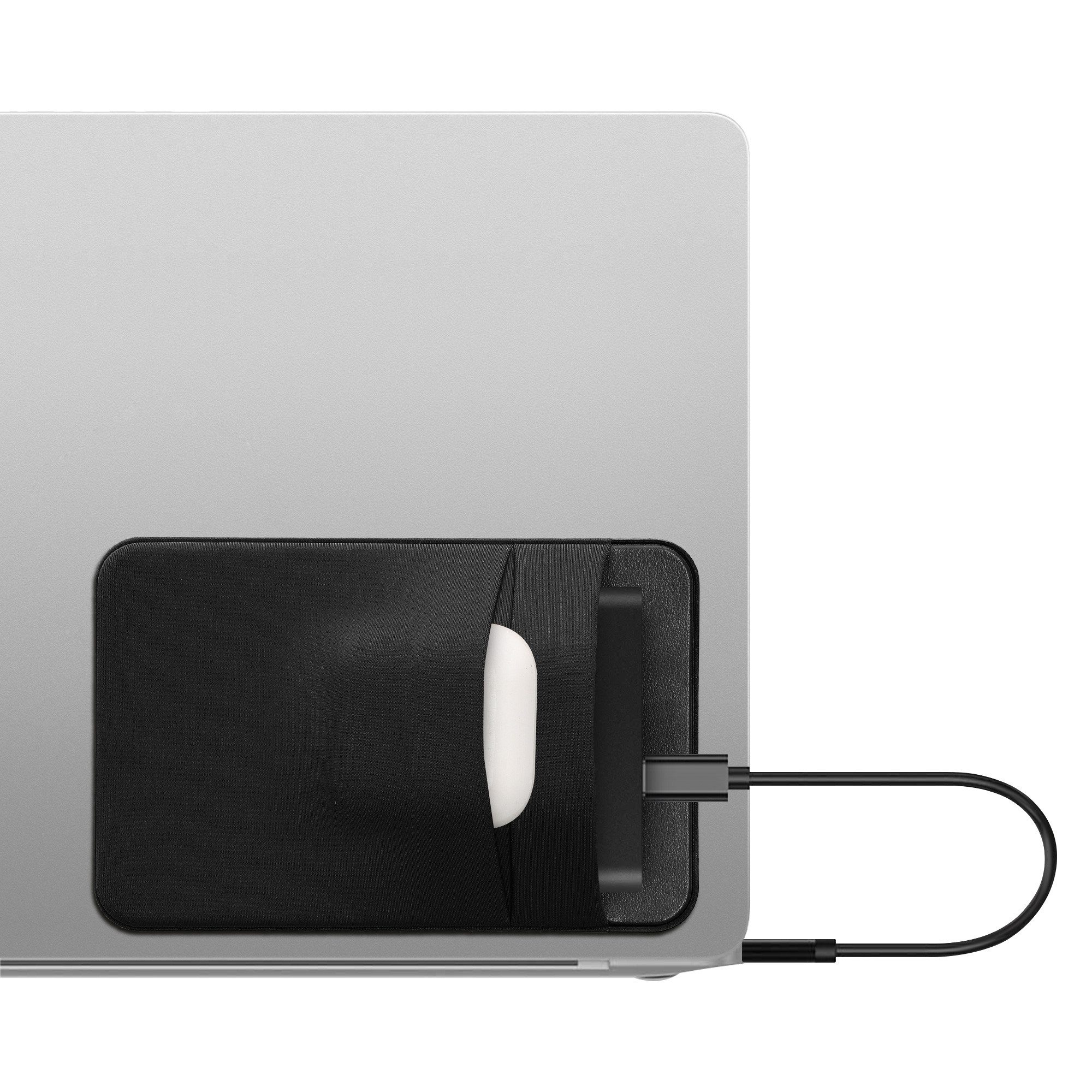 kwmobile Festplattenhülle Tasche für SanDisk Portable SSD, Samsung T7, Crucial X8, HDD Halterung, 10x7cm - Elastisches Case Hülle externe Festplatte selbstklebend