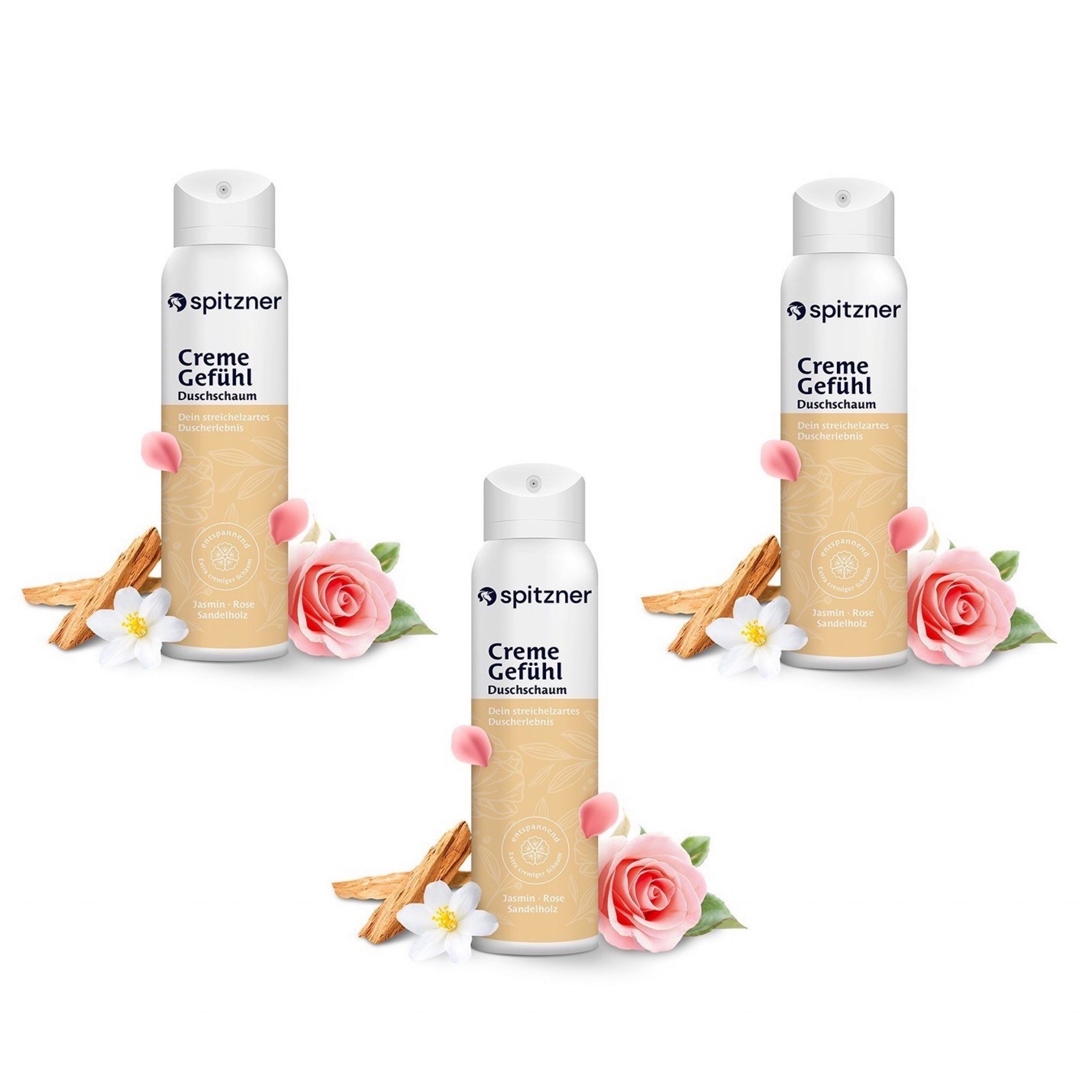 Sauna-Aufgussset Spitzner Duschschaum Set Creme Gefühl 3x 150 ml Entspannende