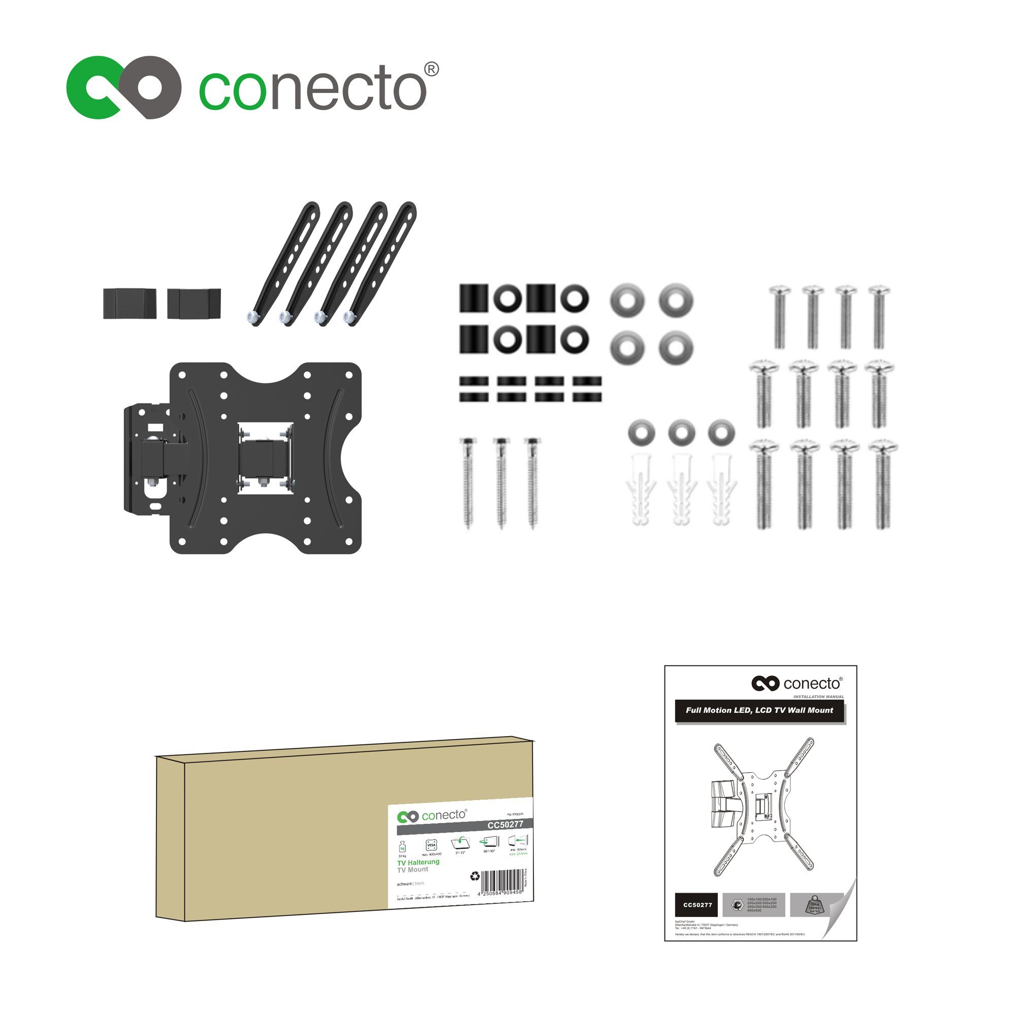 conecto TV Wandhalter für schwenkbar) LCD & LED TV-Wandhalterung, (bis Fernseher neigbar, Zoll, Monitor 55
