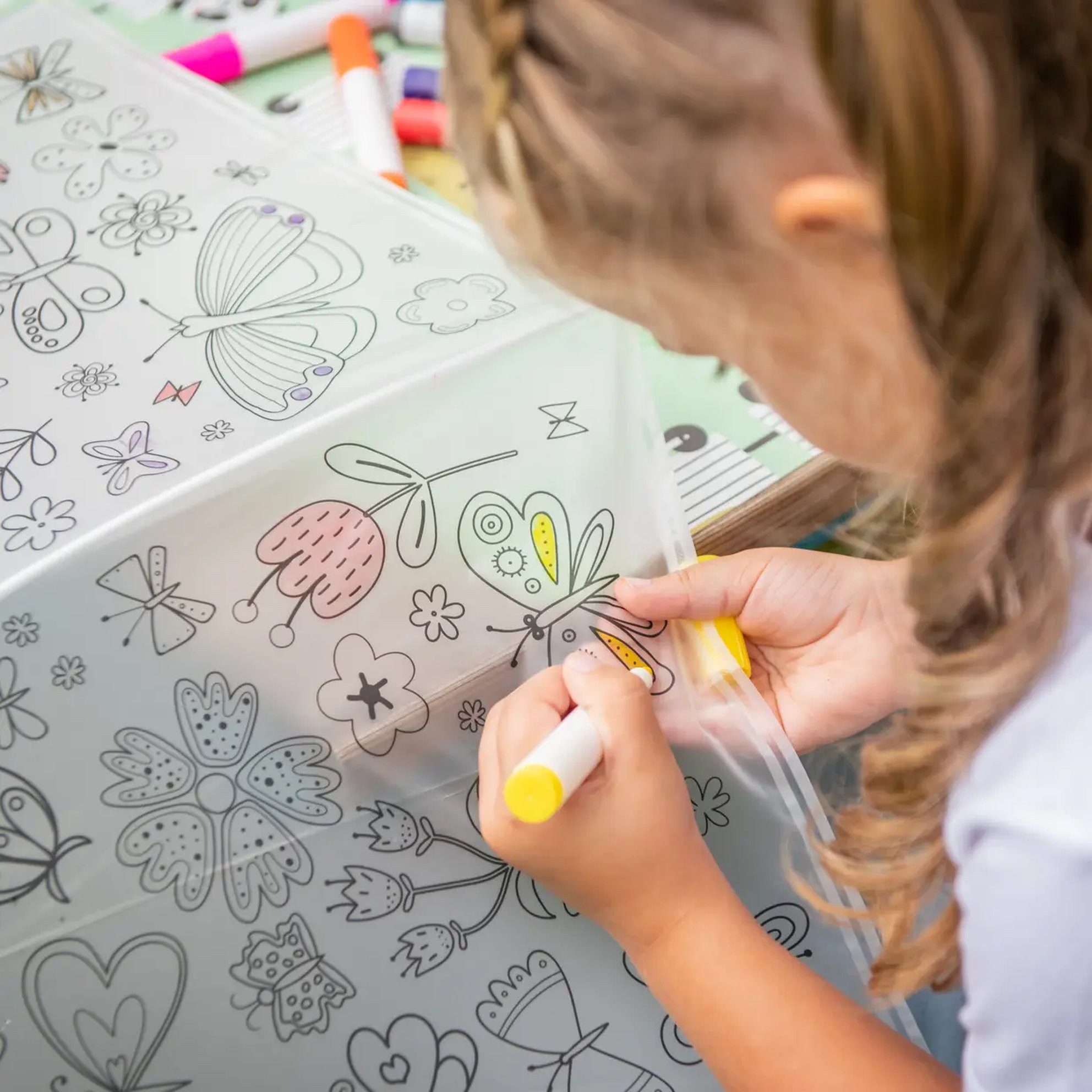 esschert design Stockregenschirm PIY Regenschirm Schmetterlinge zum Bemalen für Kinder