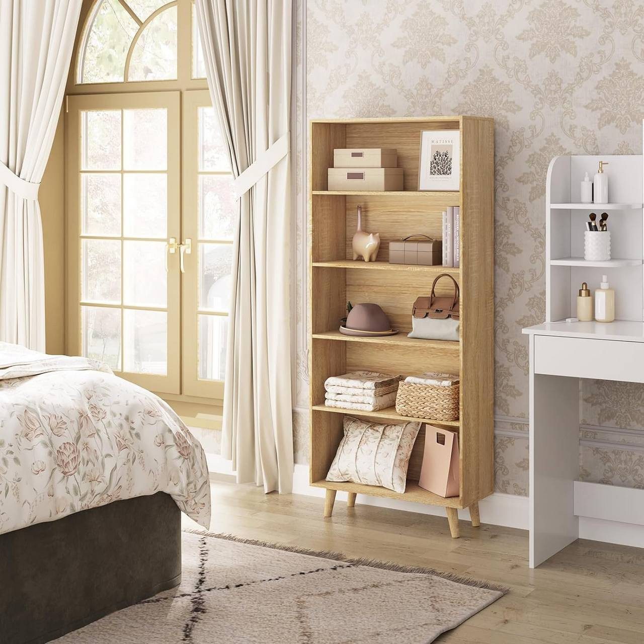 Woltu Bücherregal, 1-tlg., Standregal Raumteiler mit 5 Fächern Aktenregal günstig online kaufen