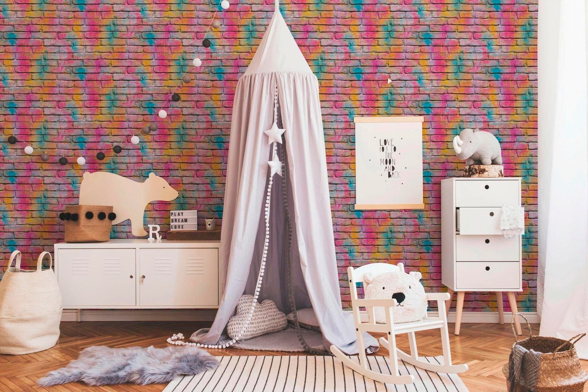 living walls Vliestapete Boys & Girls, leicht strukturiert, Steinoptik, gemustert, Motiv, Struktur Tapete Stein Tapeten Wohnzimmer Schlafzimmer Design Optik