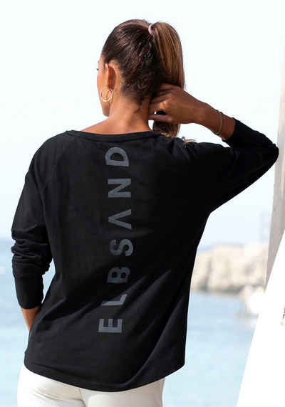 Elbsand Longsleeve Tinna mit Logodruck hinten, Langarmshirt aus Baumwoll-Mix, sportlich-casual