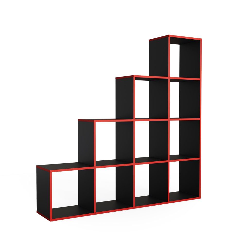 Vicco Raumteiler, Schwarz/Rot/Rot, 142.4 x 143 günstig online kaufen