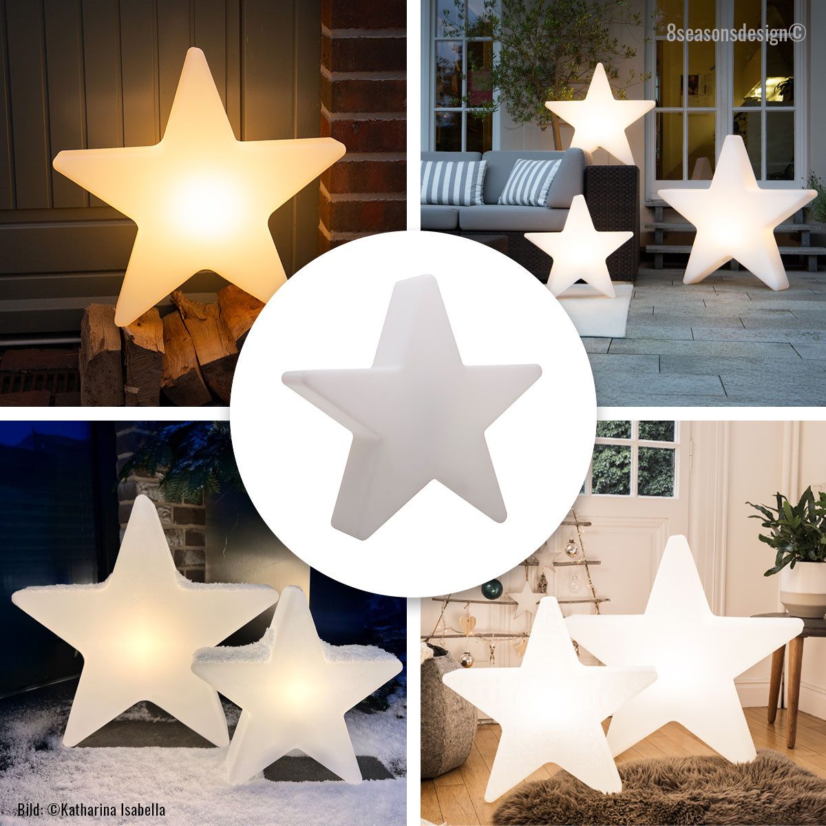 8 seasons design LED Stern Shining Star, LED wechselbar, 80 cm, weiß, E27, Weihnachtsstern für In- und Outdoor