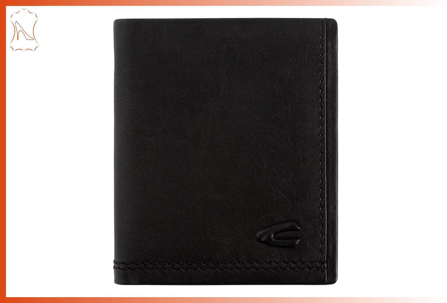 Geldbörse kleine Herrenbörse Lederbörse Brieftasche hochformat, schwarz