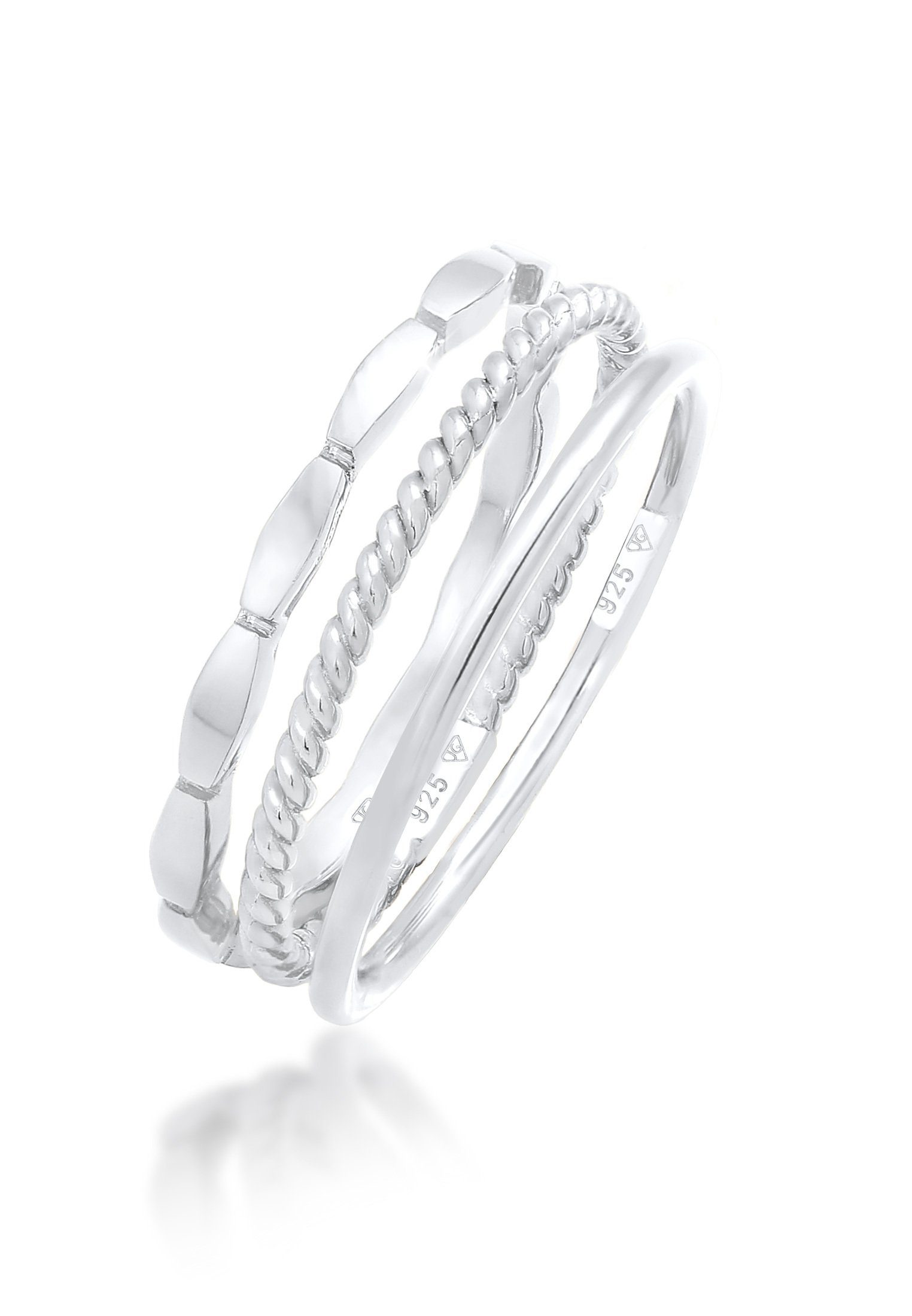 Elli Ring-Set Stapelringe Stacking Bandring 3er Set 925 Silber, Geo