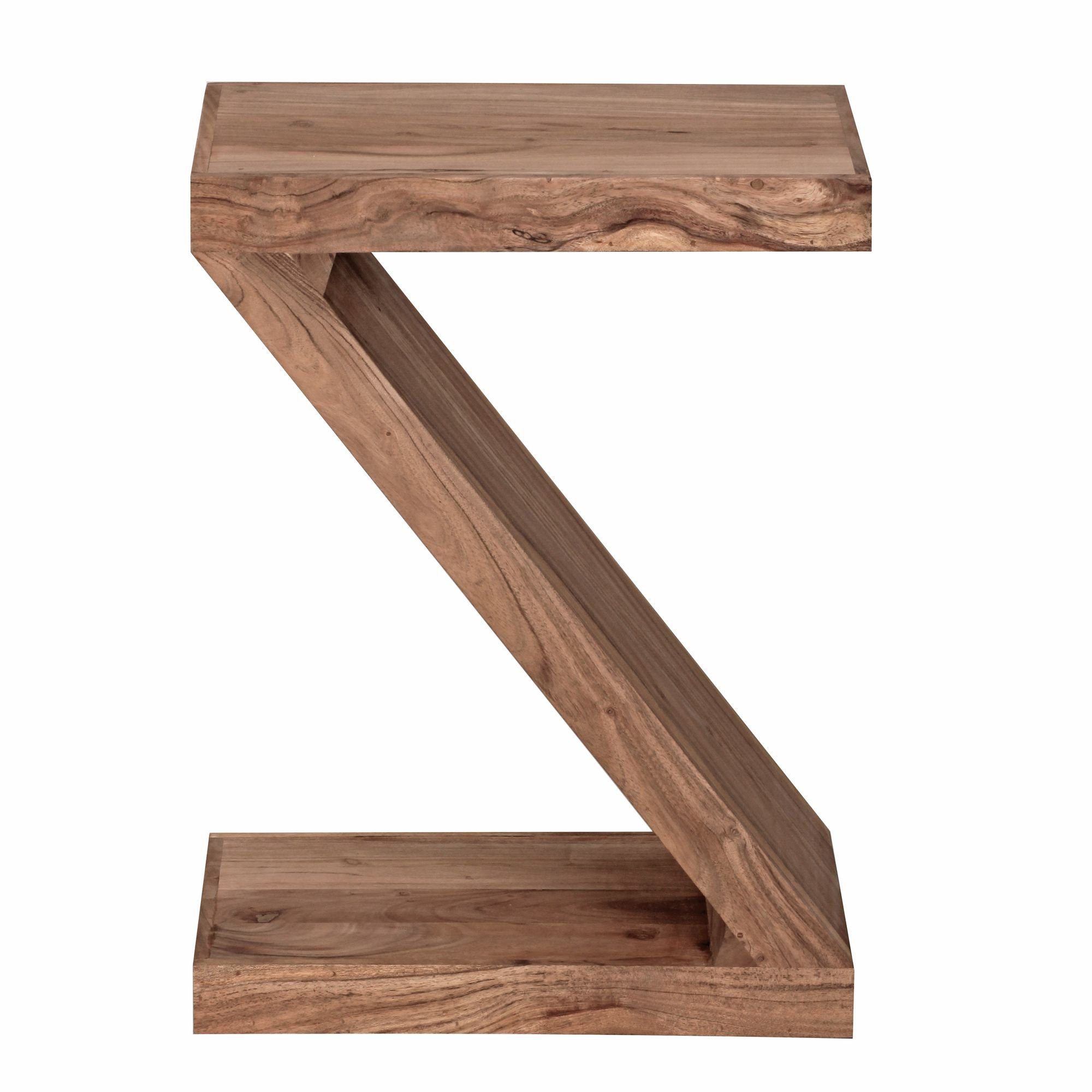 KADIMA DESIGN Beistelltisch Massiver Sofatisch "Z" Cube aus Akazie/Sheesham Beige | Beige | Beige