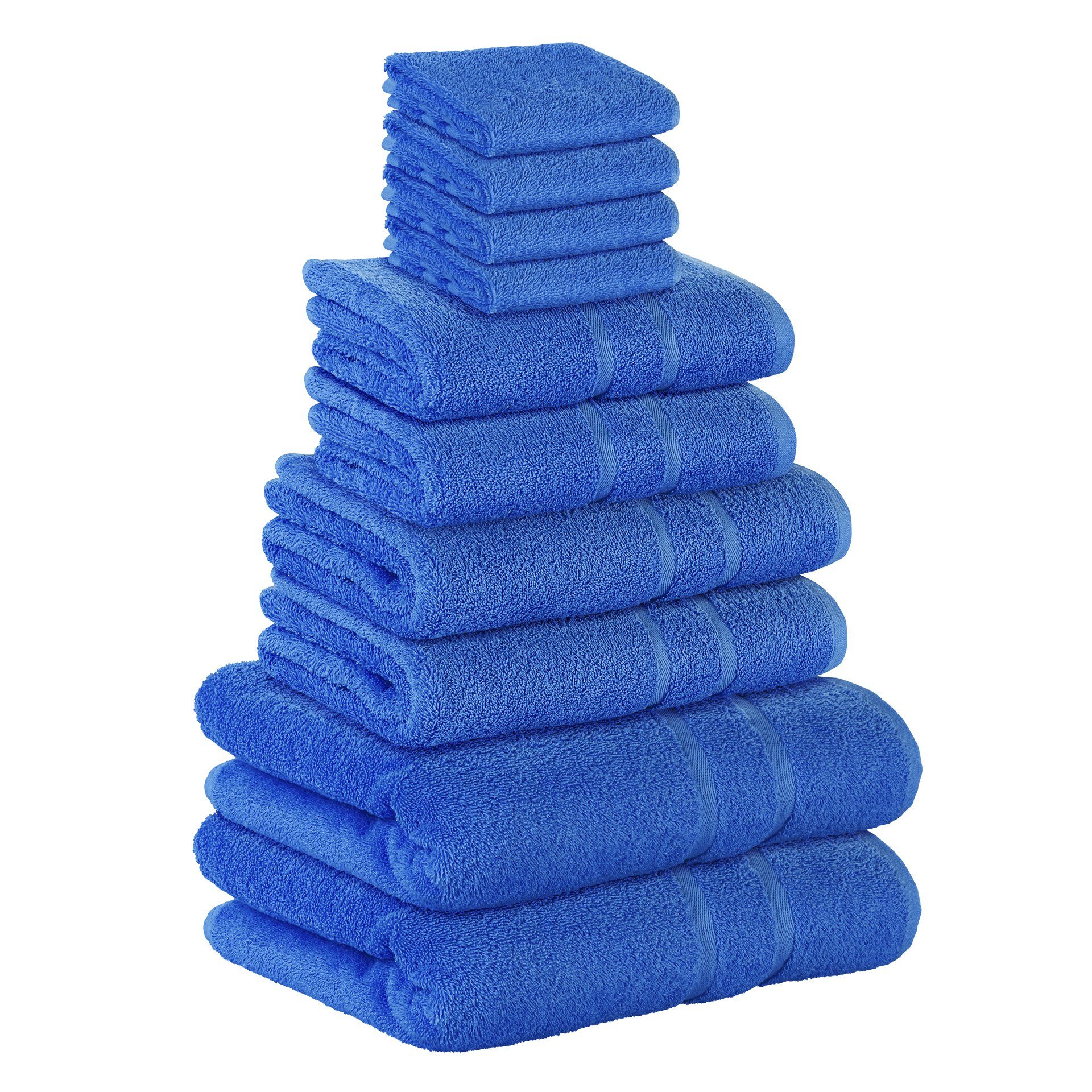 StickandShine Handtuch Set 4x Gästehandtuch in 100% 100% Blau GSM als 2x Handtuch Badetücher Duschtücher verschiedenen (Spar-set), Farben Pack, 500 GSM 500 2x Frottee 12er Baumwolle Baumwolle (12 SET 2x Teilig) Handtücher