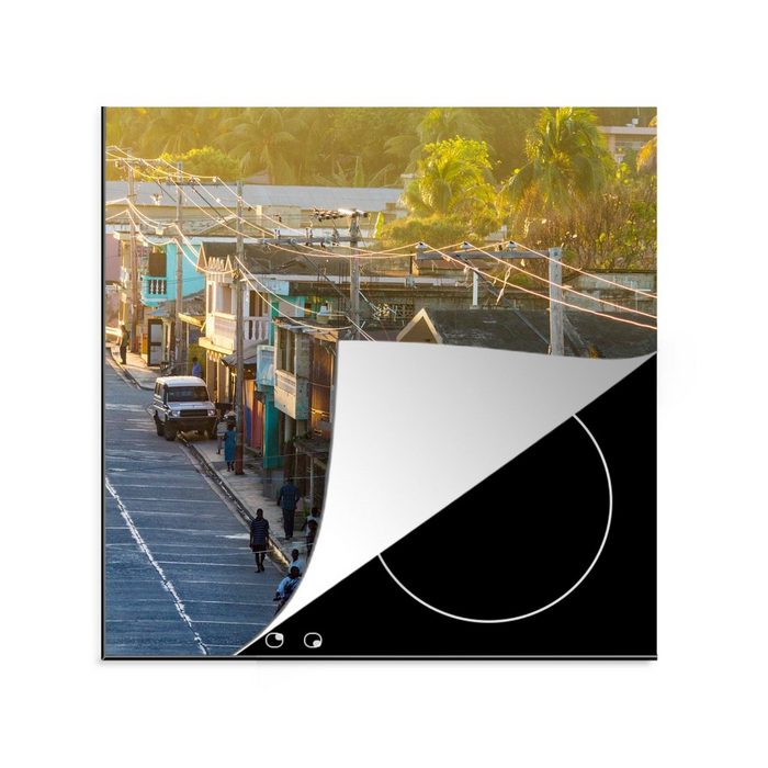 MuchoWow Herdblende-/Abdeckplatte Die Stadt St. Louis Du Nord in Haiti aus der Vogelperspektive Vinyl (1 tlg) Ceranfeldabdeckung Arbeitsplatte für küche