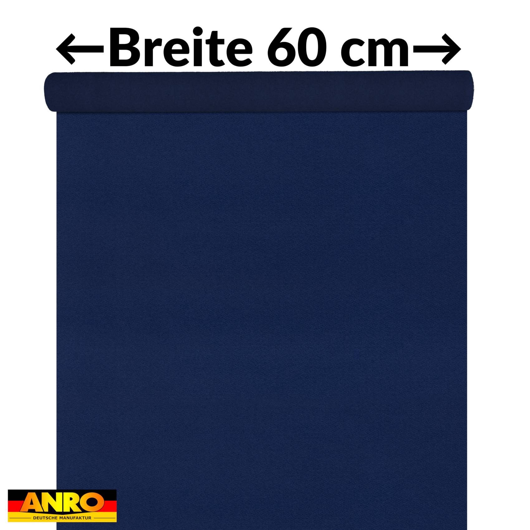 ANRO Teppich AXEL Eventteppich BFl-S1 Uni Messeteppich Läufer, eckig, Höhe: 3 mm, schwer entflammbar Größe: 60x100cm Einfarbig Marineblau