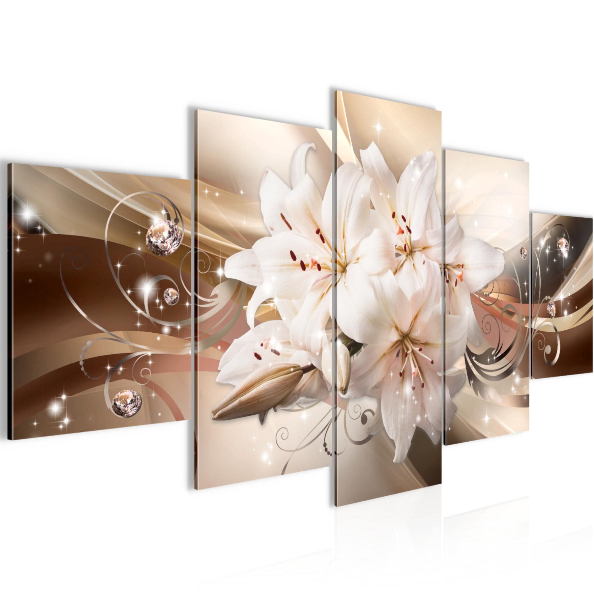 Runa Art Wandbild Bilder Blumen Lilien Wanddekoration Design Beige Braun 020151a, 200L x 100B cm