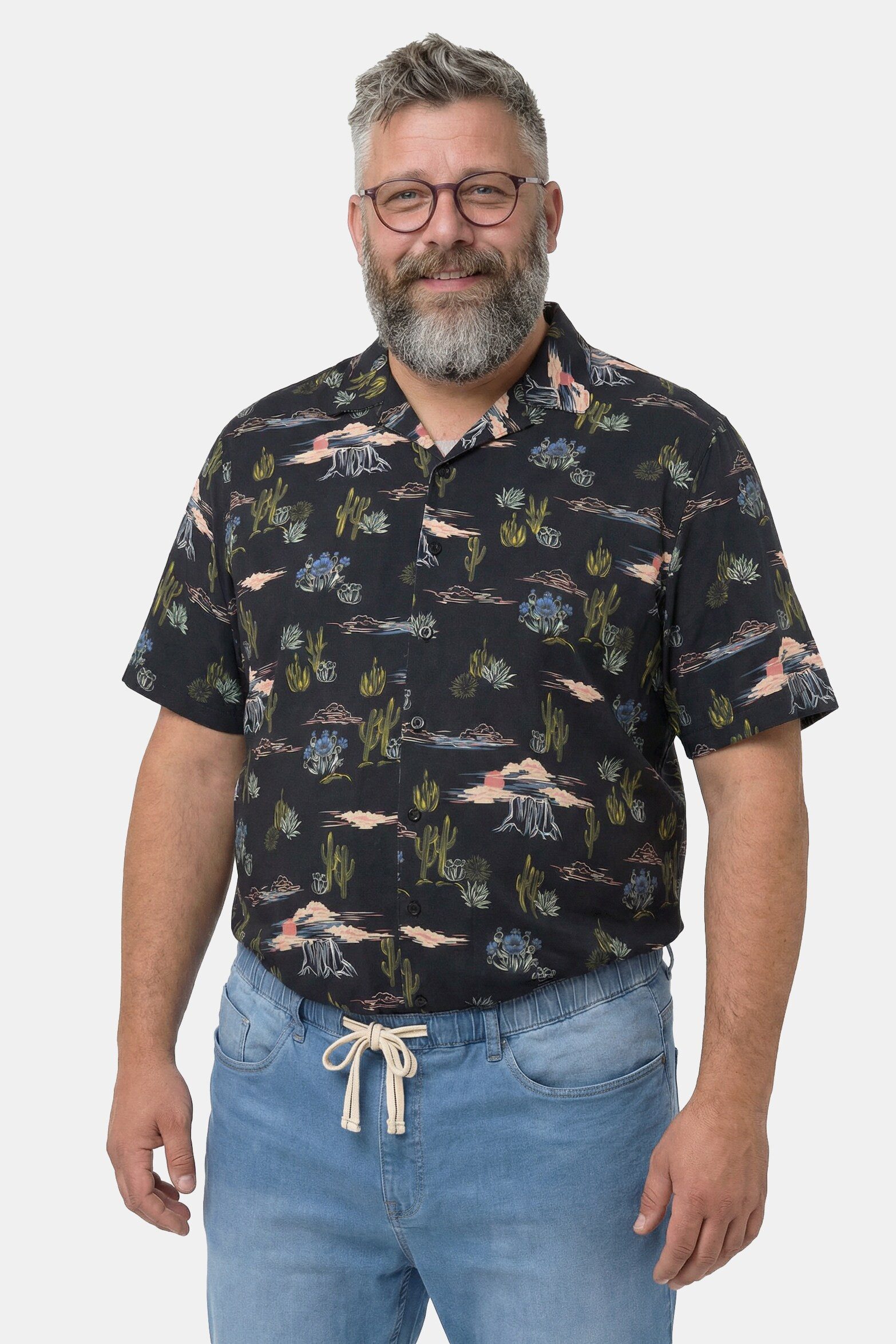 Men Plus Kurzarmhemd Hemd Halbarm Allovermuster Cubakragen Cuba Fit günstig online kaufen