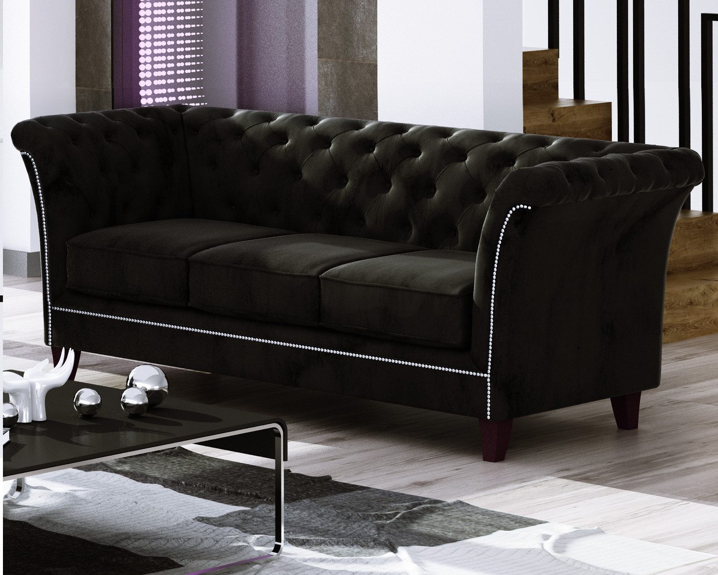 S-Style Möbel Chesterfield-Sofa 3-Sitzer Rainsburg aus günstig online kaufen