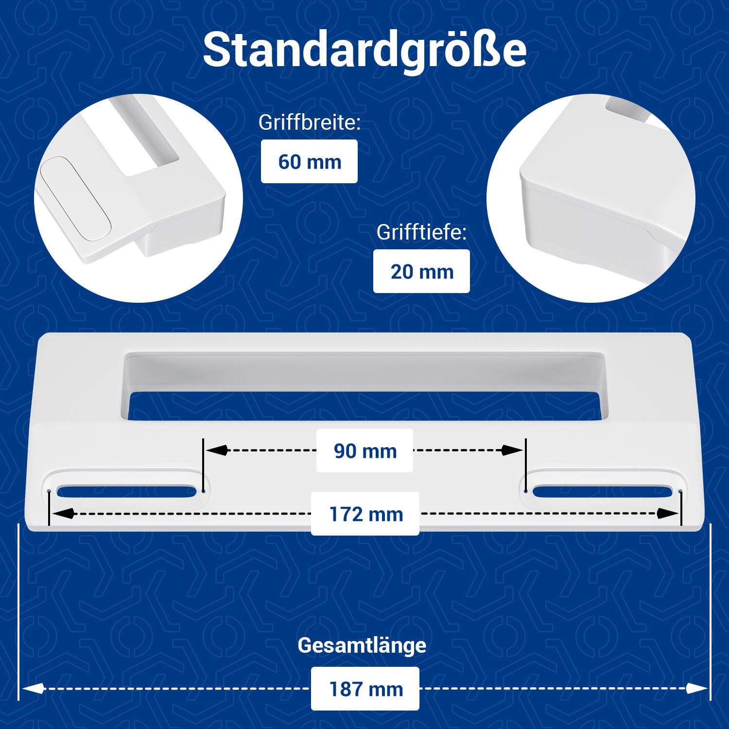 VIOKS Türgriff universal Handgriff 187 mm mit 90-172 mm Schraubenabstand, 2-tlg., für Kühlschrank Gefrierschrank – Bild 5 von 5