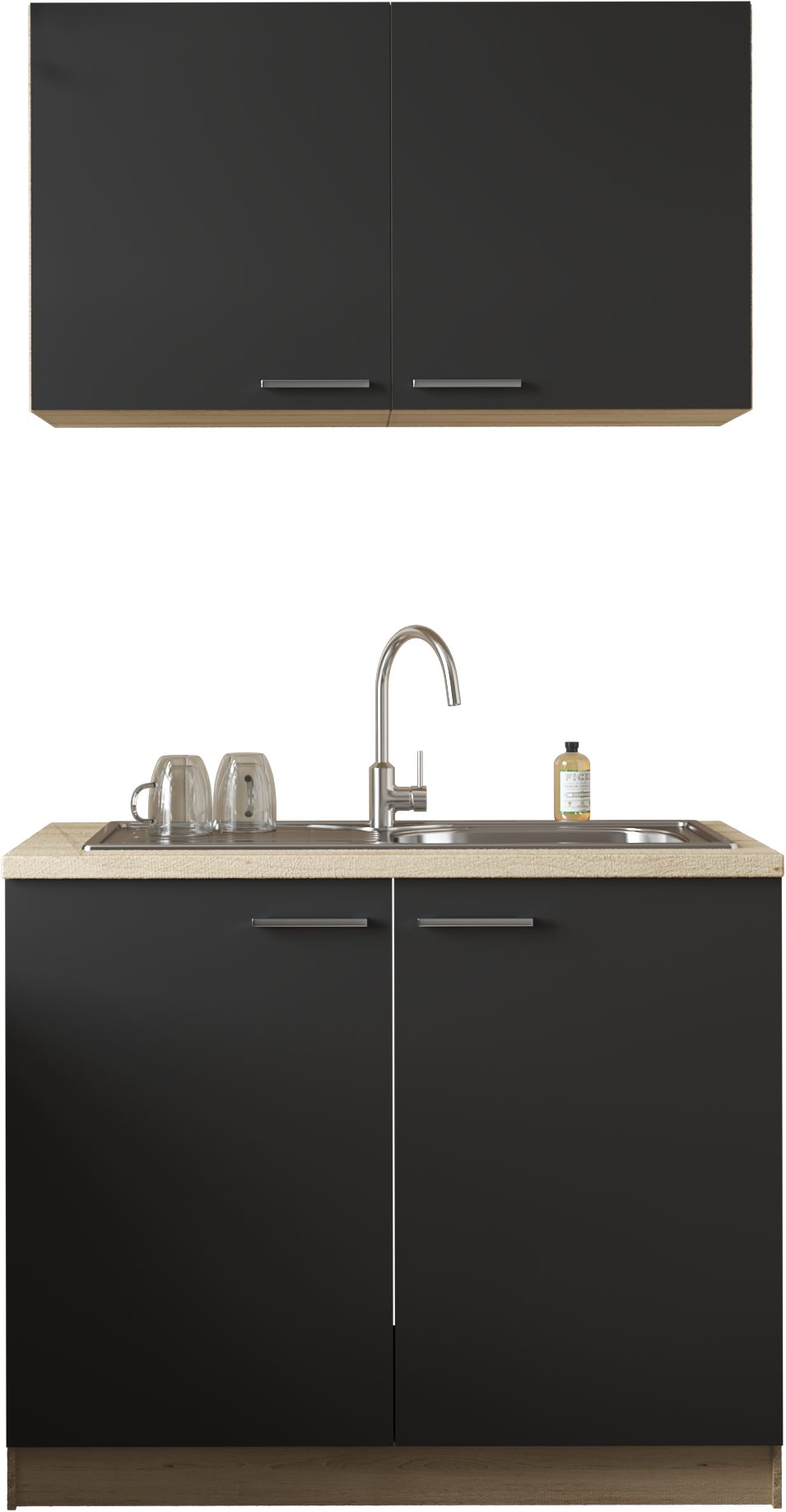 RESPEKTA Pantryküche Merle, Breite 100 cm, mit Soft-Close Funktion, Edelstahlspüle BALTIMORE