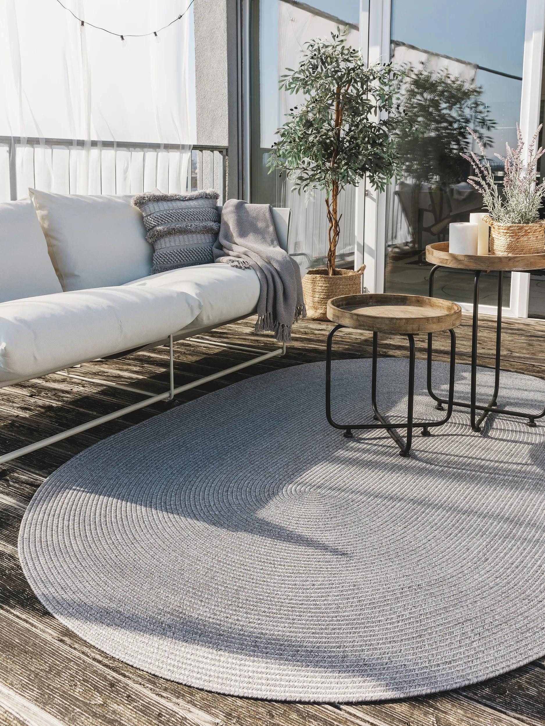 benuta Outdoorteppich Nandi, oval, Höhe: 5 mm, In- & Outdoorteppich, Robust für Garten, Terrasse, Balkon, Küche
