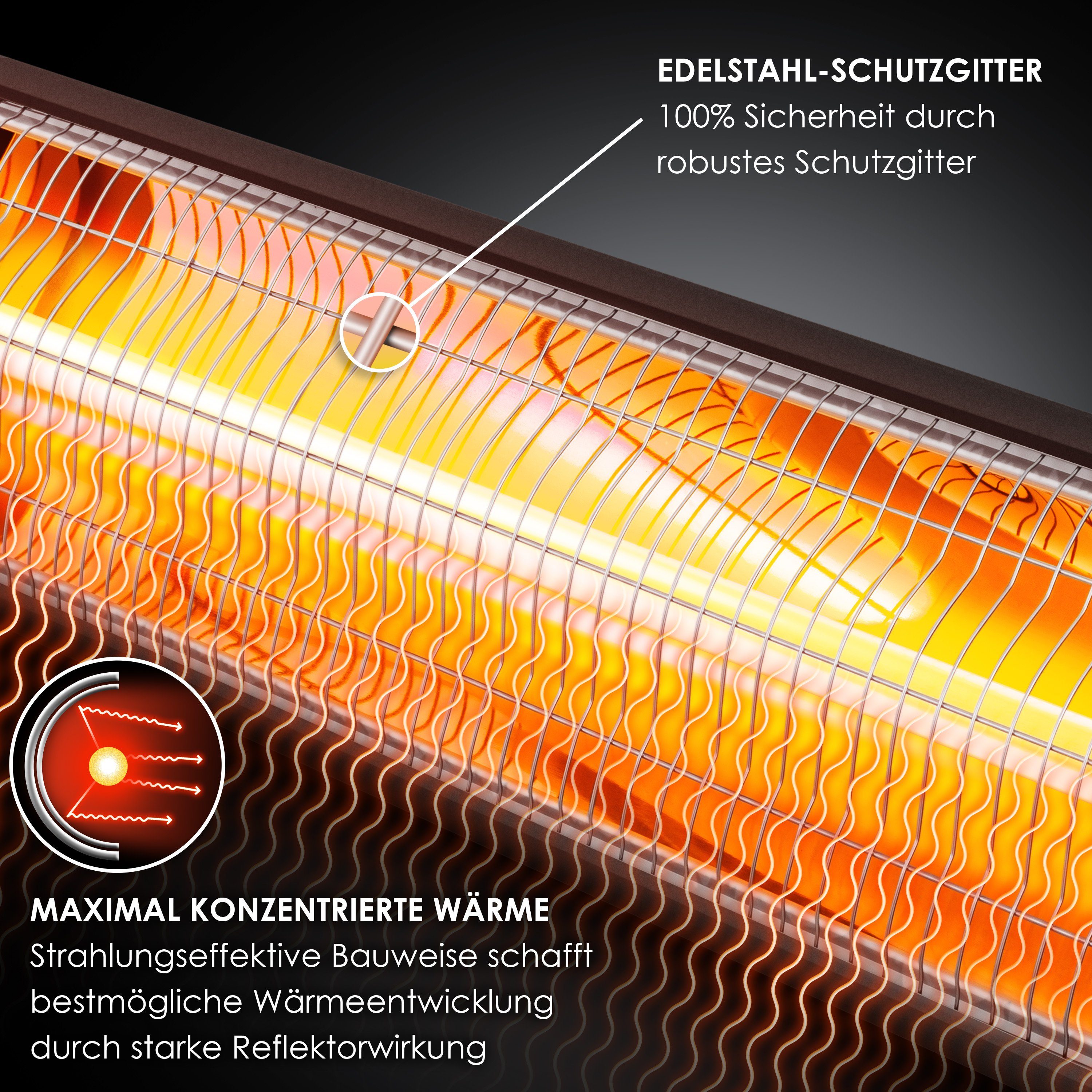 W, Fernbedienung 2500 KESSER 2500 Watt Schwarz Heizstrahler, Infrarotstrahler Infrarot Heizstrahler