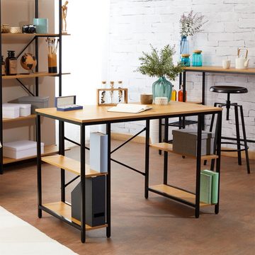 CARO-Möbel Schreibtisch EVORA, Schreibtisch Industrial Stil aus Metall in schwarz und MDF Wildeiche 4