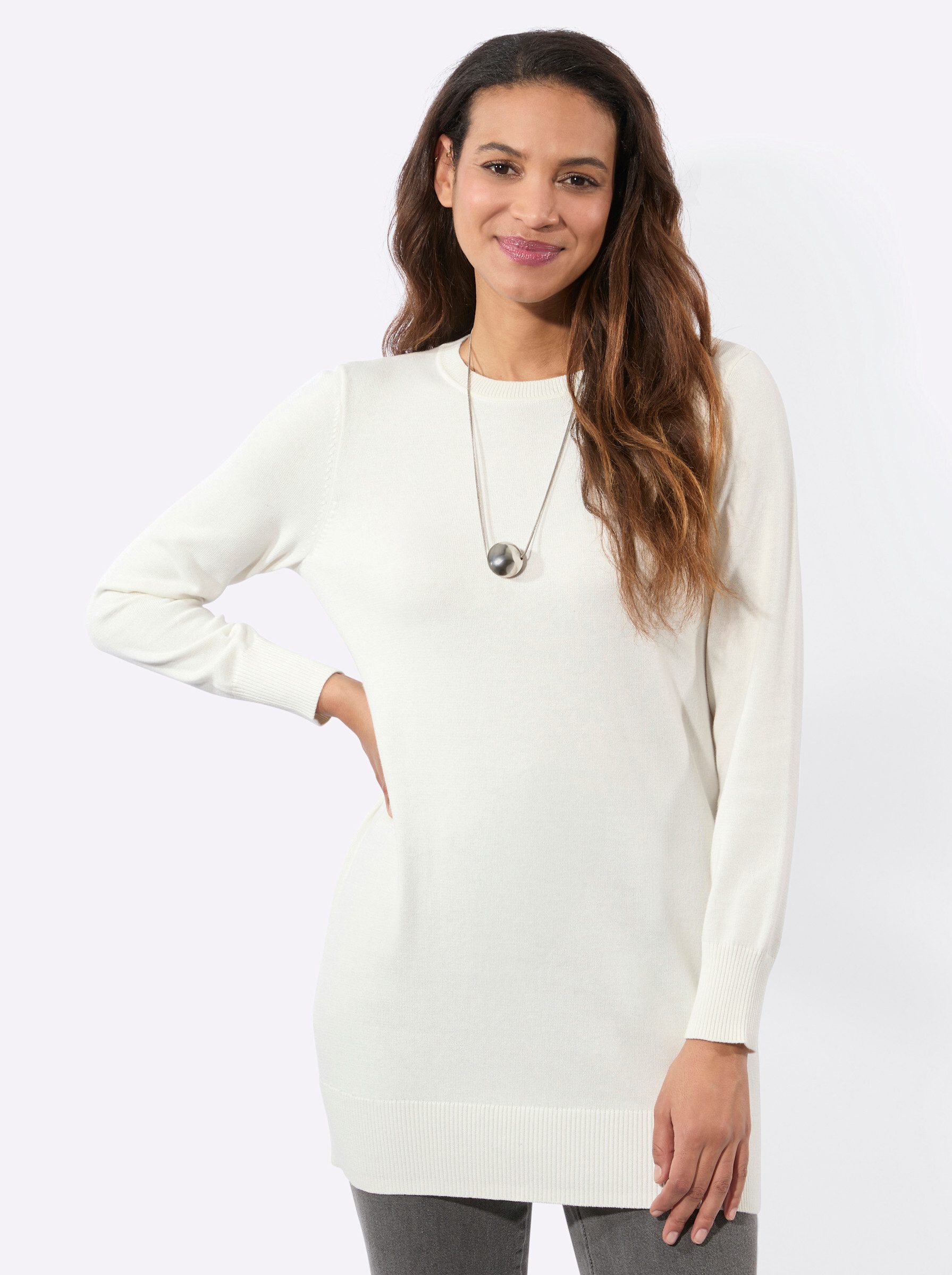 Strickpullover Longpullover Langarm Jersey