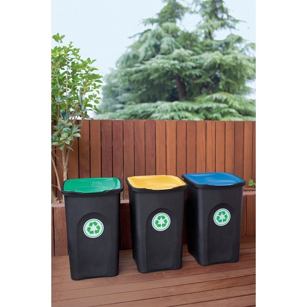Kreher Mülltrennsystem Set: 3 x in Abfalleimer und Grün Gelb Blau, 50 Liter