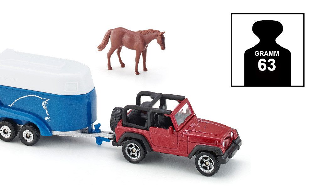 SIEPER Modellauto siku Jeep Wrangler mit Pferdeanhänger 1:55
