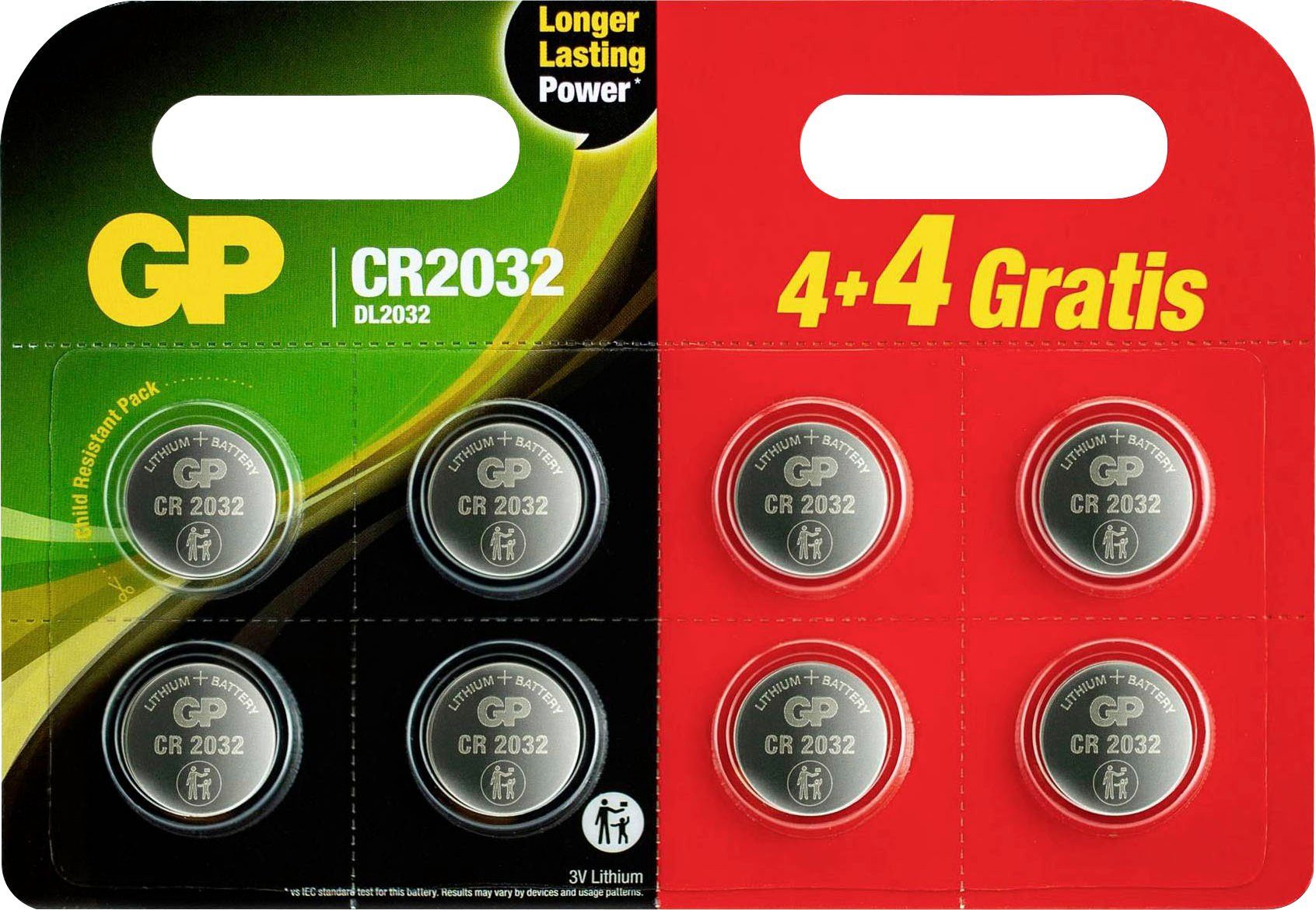 CR2032 3.0 V 8 Stück  MediaRange BATTERY Lithium Coin Cell Batterien Knopfzelle 
