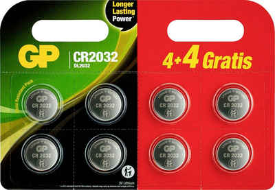 GP Batteries »8 Stck CR2032 GP Lithium 3V« Knopfzelle, (3 V, 8 St)
