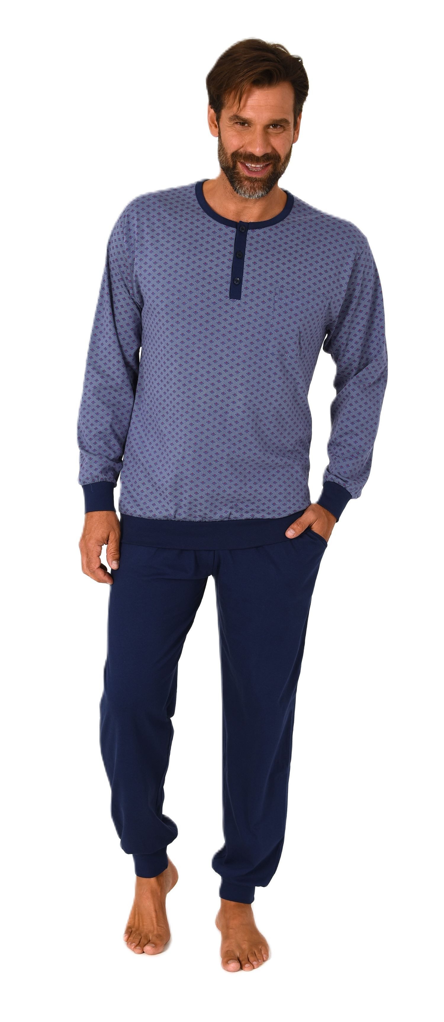 Normann Pyjama Normann Herren Schlafanzug lang mit Bündchen Pyjama in edler günstig online kaufen