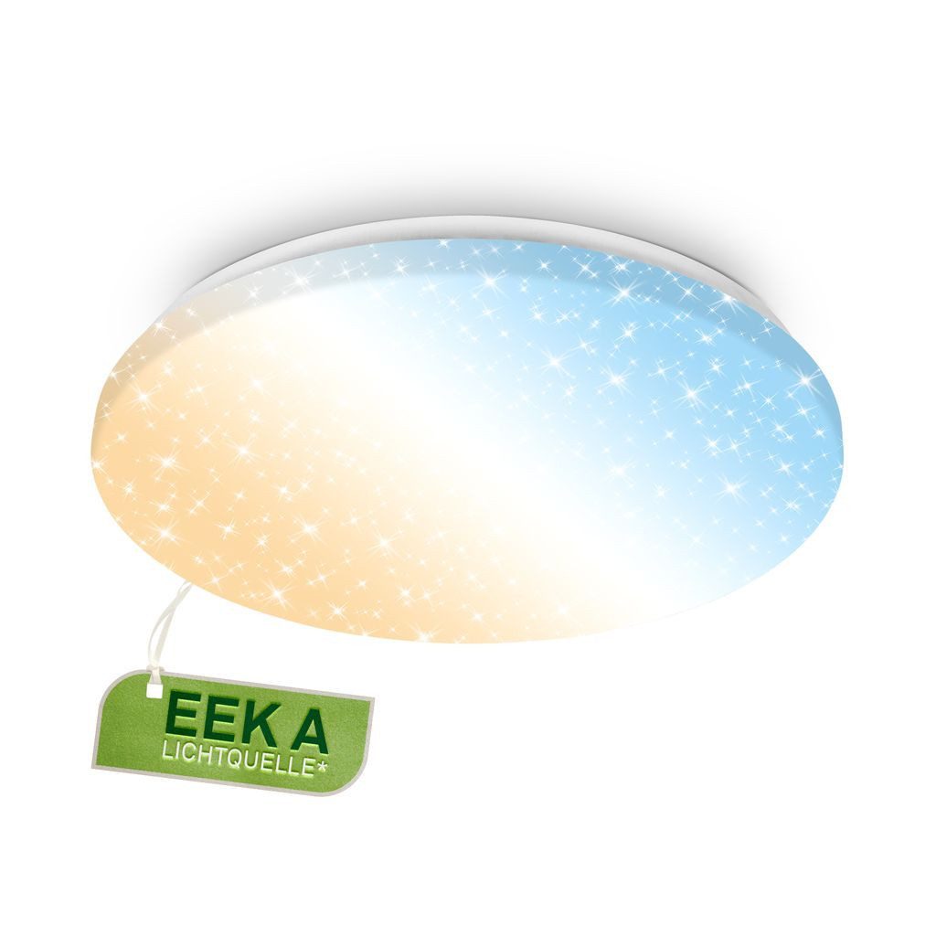 Briloner Leuchten LED Deckenleuchte LED Deckenlampe CCT Dimmbar Fernbedienung Sternenhimmel, LED fest integriert, 6500K - Kaltweiß, 4000K - Neutralweiß, 3000K - Warmweiß, CCT Farbtemperatursteuerung - Warmweiß / Neutralweiß / Kaltweiß, 5500-6500K - Tageslichtweiß, 38x6 cm, Wohnzimmer, Schlafzimmer, Küche