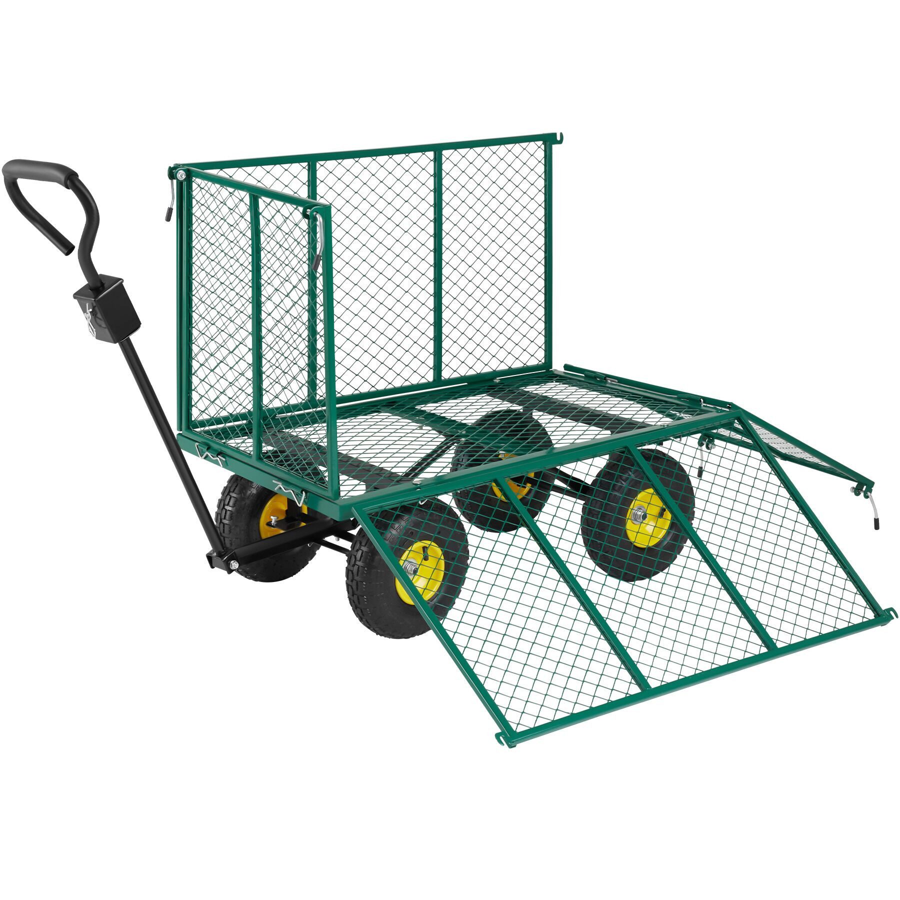 tectake Bollerwagen Handwagen groß max. 544kg mit klappbaren Seitenwänden, Luftreifen (1 Transportwagen, 1-tlg., 210L Volumen in Grün), mit klappbaren Seitenwänden