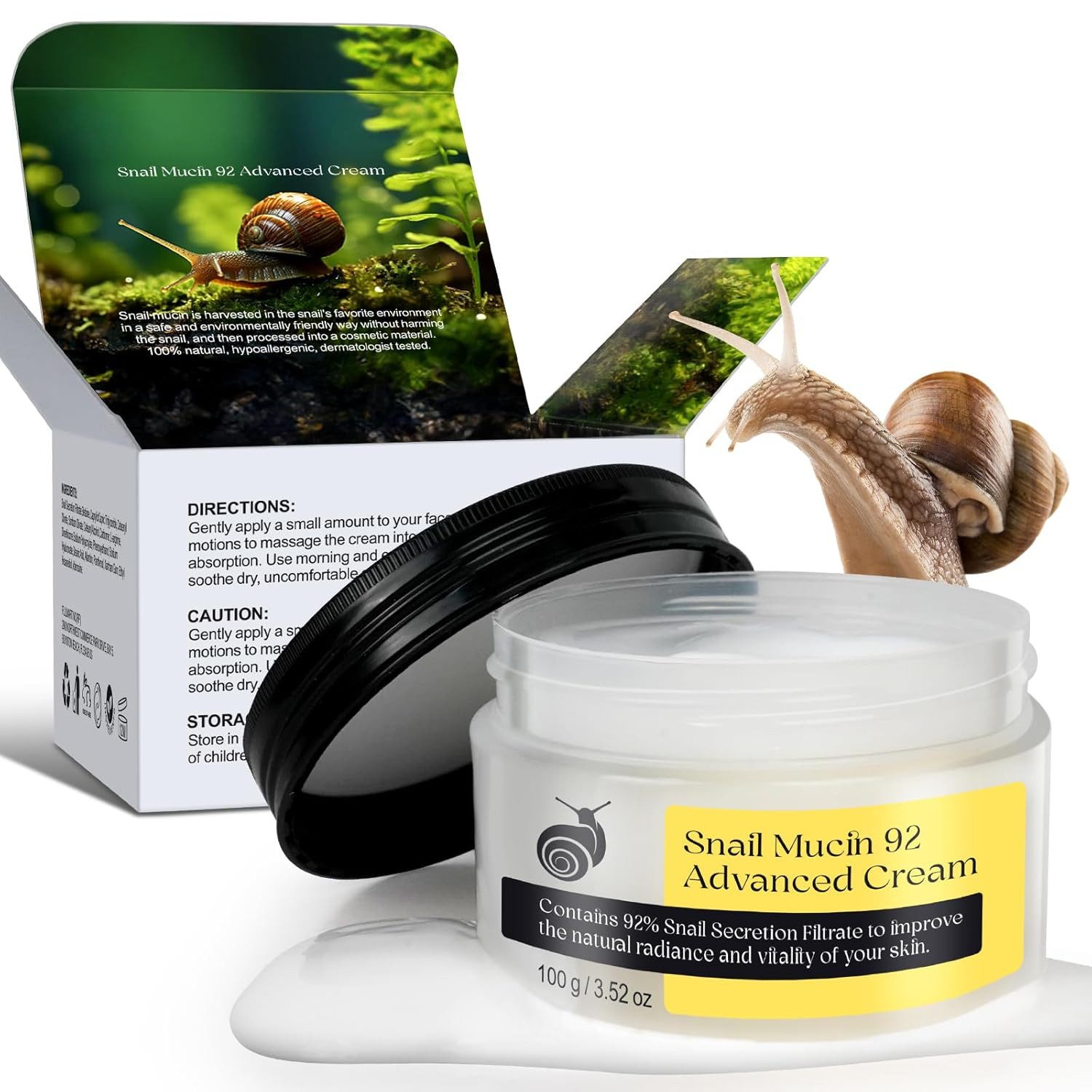 Snail 96 Anti-Aging-Creme Schneckenschleim 92% Reparatur Creme Tägliche Gesichtsreparatur, Intensive Feuchtigkeit & Anti-Age Pflege