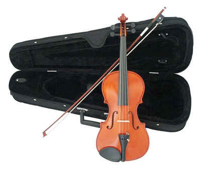 MSA Violine 4/4 Geige - Geigenset Bogen, Koffer, Kolophnium, Feinstimmer, aus Ahornholz