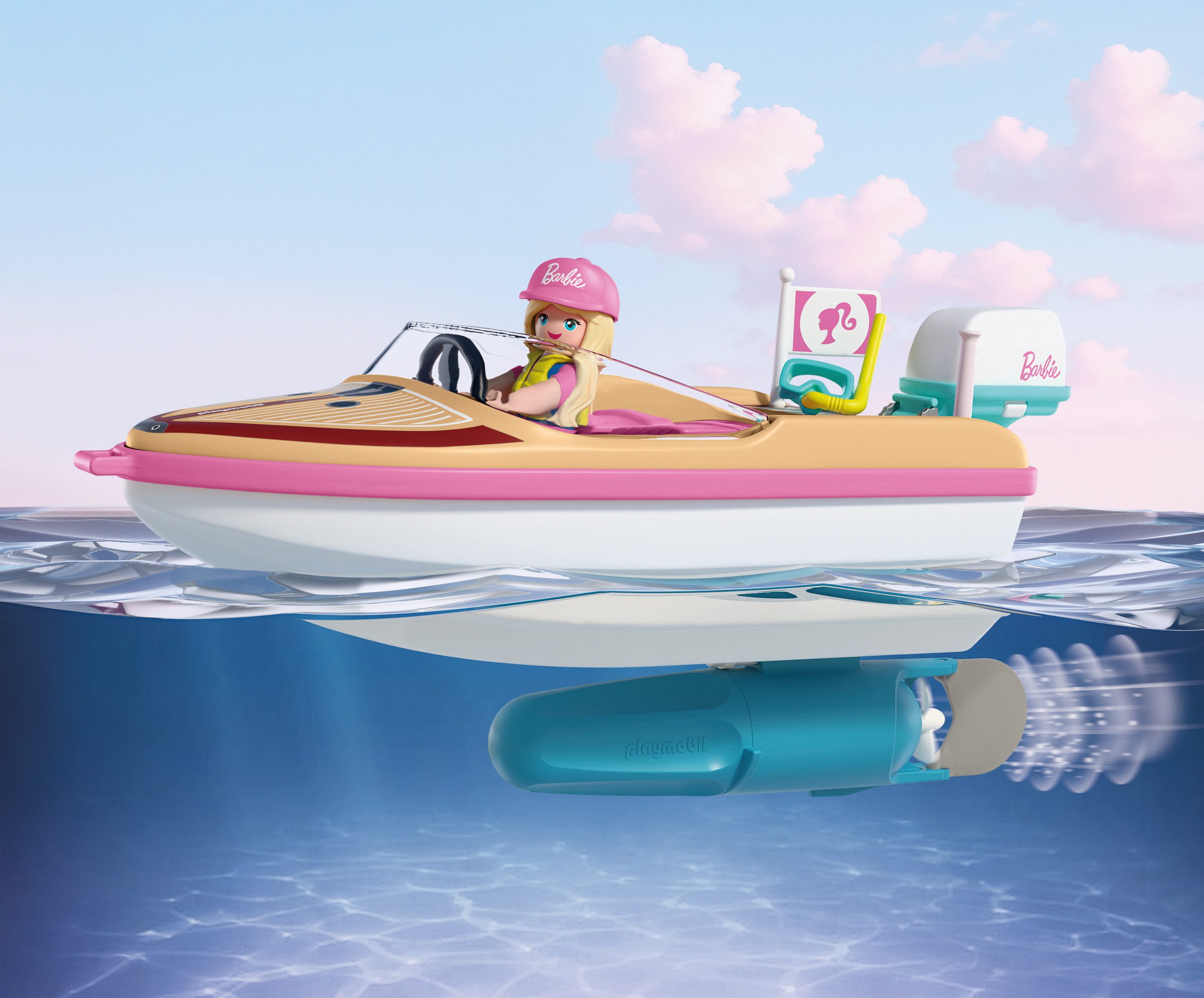 Playmobil® PLAYMOBIL x Barbie™ Abenteuerboot (72122), Barbie™ Konstruktions-Spielset, (21 St), Made in Europe