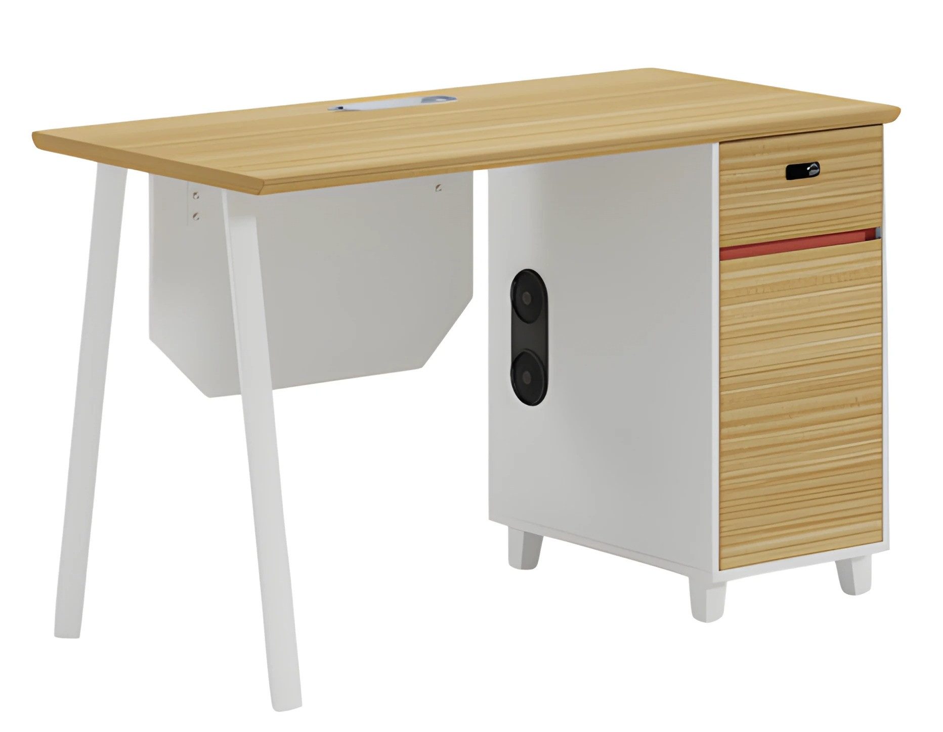 JVmoebel Schreibtisch Moderner Schreibtisch in Holzoptik mit Stauraum und weißen Beinen (1-St., 1 Tisch), Made in Europe
