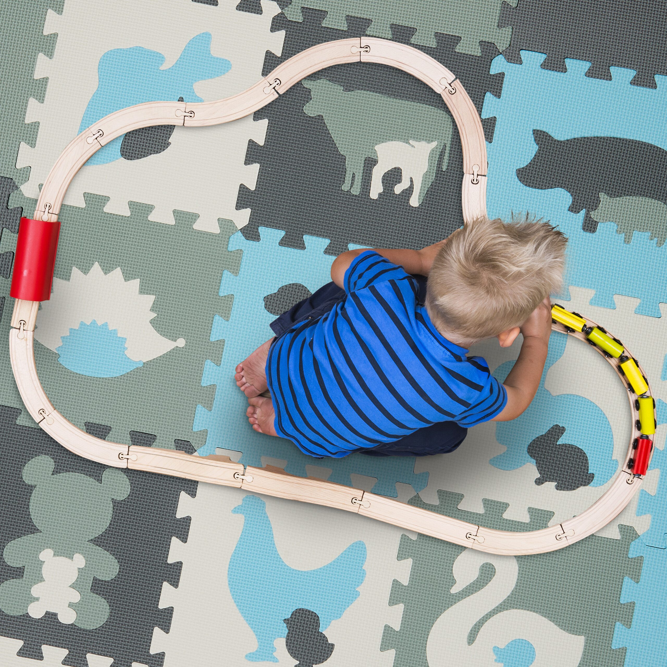 relaxdays Spielmatte Puzzlematte Tiere