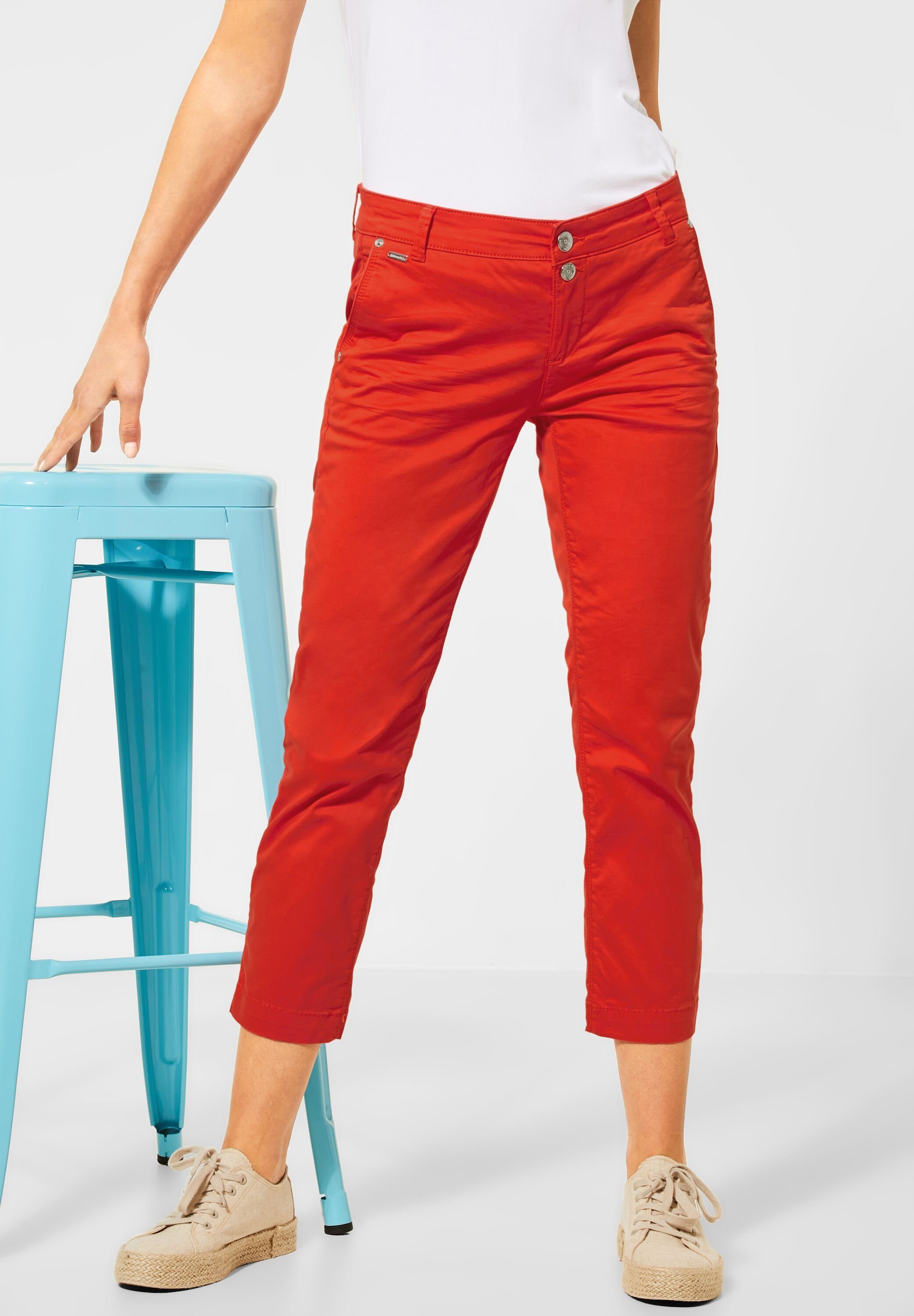 STREET ONE Chinohose mit Doppelknopf, Chino-Hose in Unifarbe online