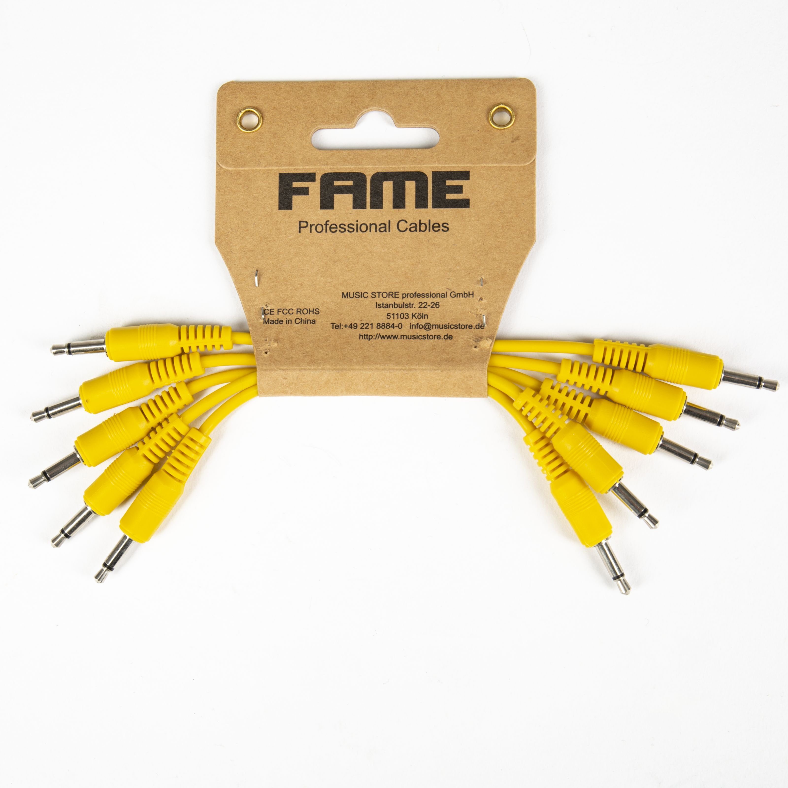 MUSIC STORE Synthesizer (Eurorack Patchkabel 15cm Gelb 5 Stück 35mm Mono-Klinkenstecker, Modular Synthesizer, Patchkabel Modular Synth), Eurorack Patchkabel, 15cm, Gelb, 3,5mm Mono-Klinkenstecker