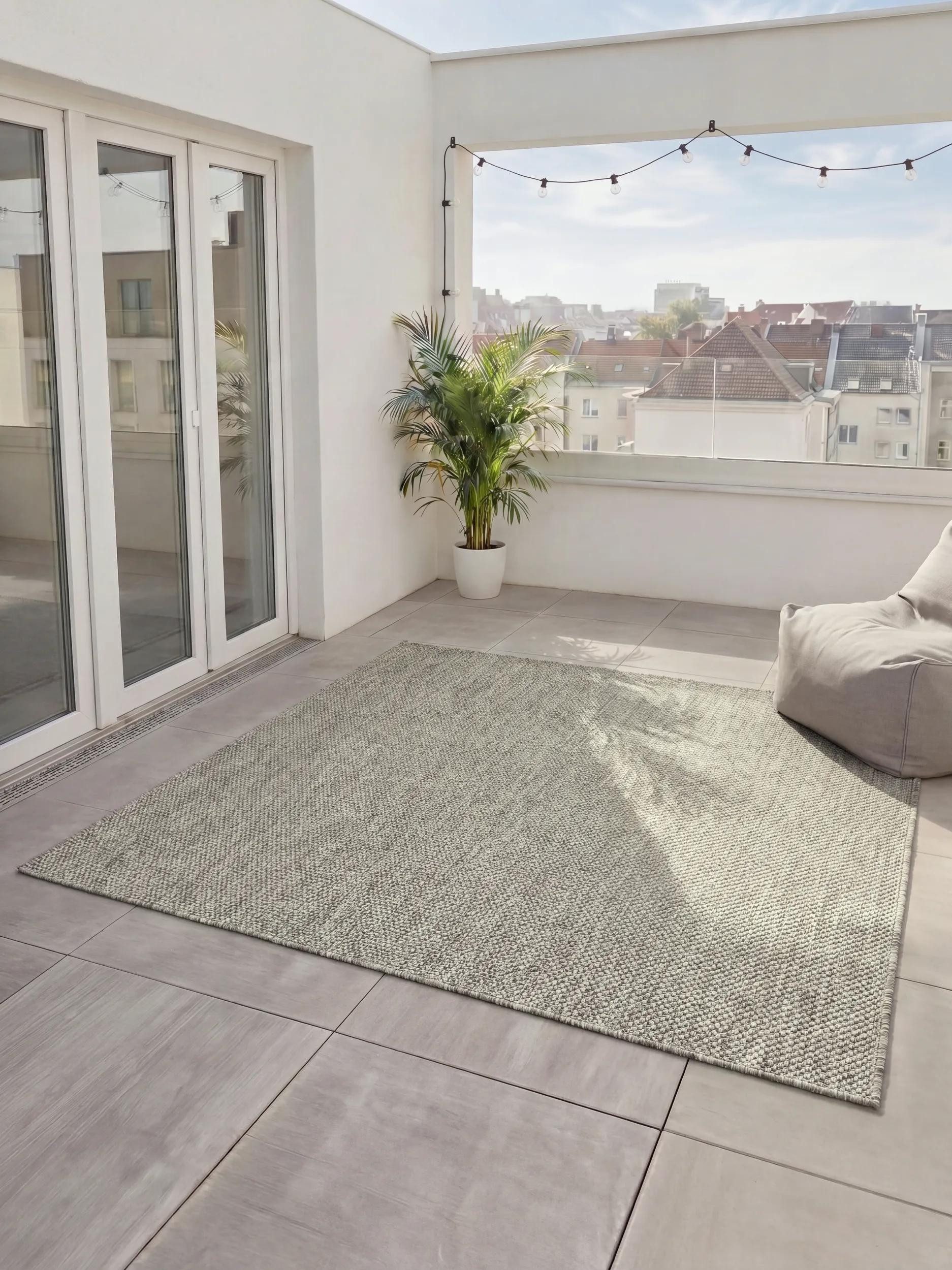 benuta Outdoorteppich Iowa, quadratisch, Höhe: 5 mm, Outdoor Teppich Garten, Terrasse, Balkon, Küchenteppich, Wetterfest