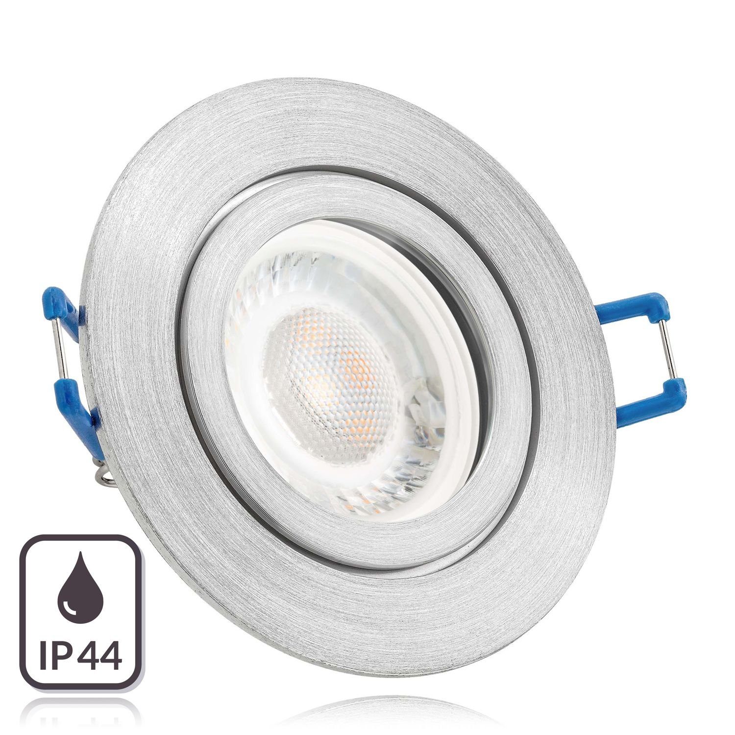 Einbaustrahler LED mit flach aluminium LEDANDO 5W extra Einbaustrahler IP44 LED in Leuch matt Set
